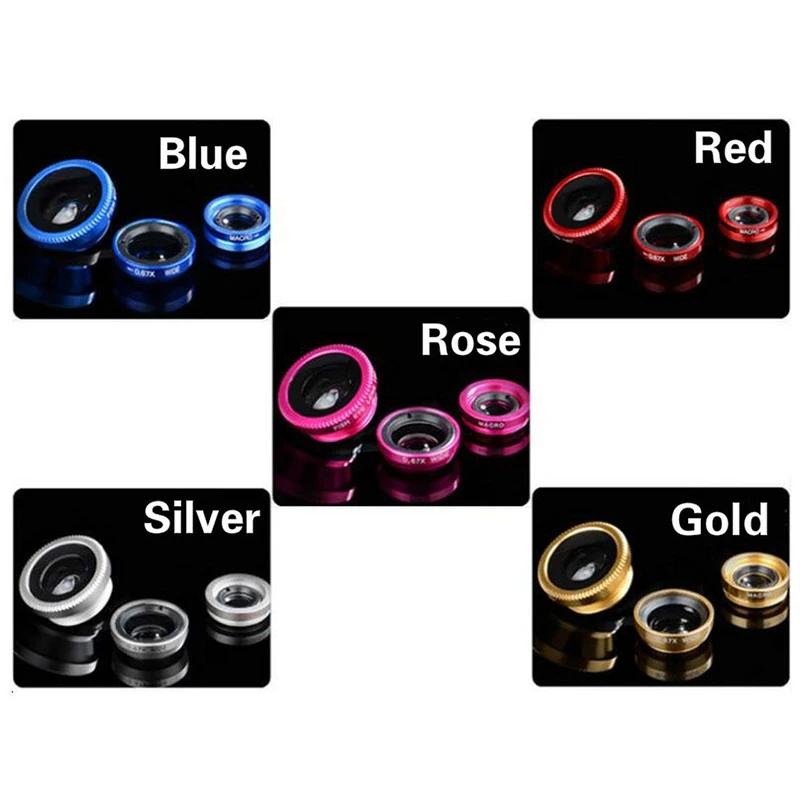 Комплект объективов для камеры рыбий глаз широкоугольный макрообъектив 3 в 1 iPhone