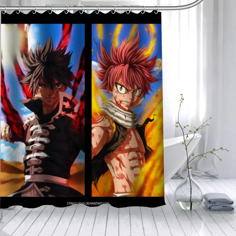 Занавеска для душа с аниме рисунком Фея хвост водонепроницаемая занавеска