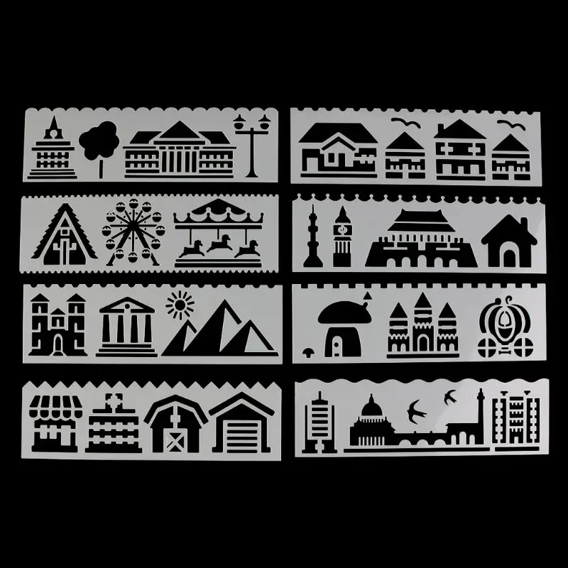 

8Pcs/set Kids Plastic Drawing Template Rulers Stencils DIY Painting DIY Making School Supply Tools Craft