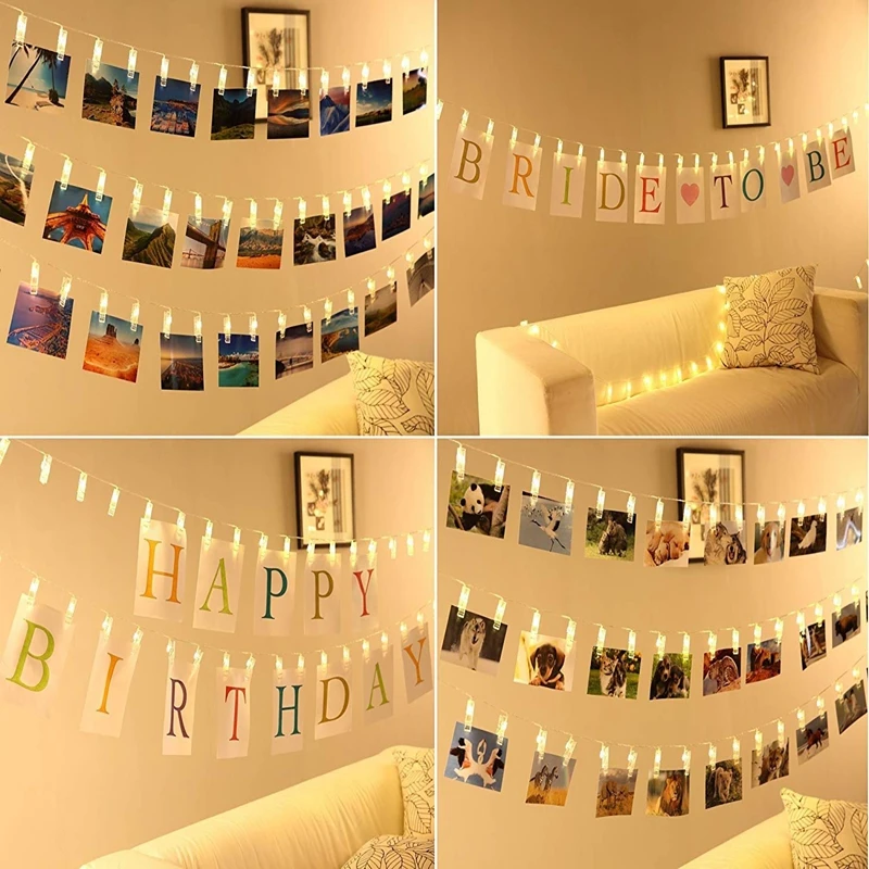50 светодиодных гирлянд держатель для фотографий рождественское и Новогоднее