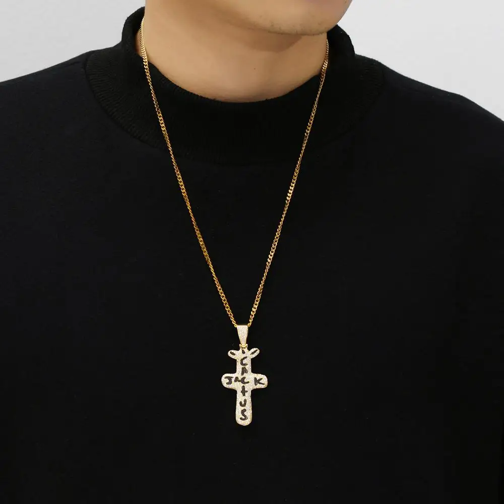 

MATHALLA Personalized Cactus Jack Pendant &Necklace Iced Cubic Zircon Plated Gold Silver Color Hip Hop Jewelry For Men Women