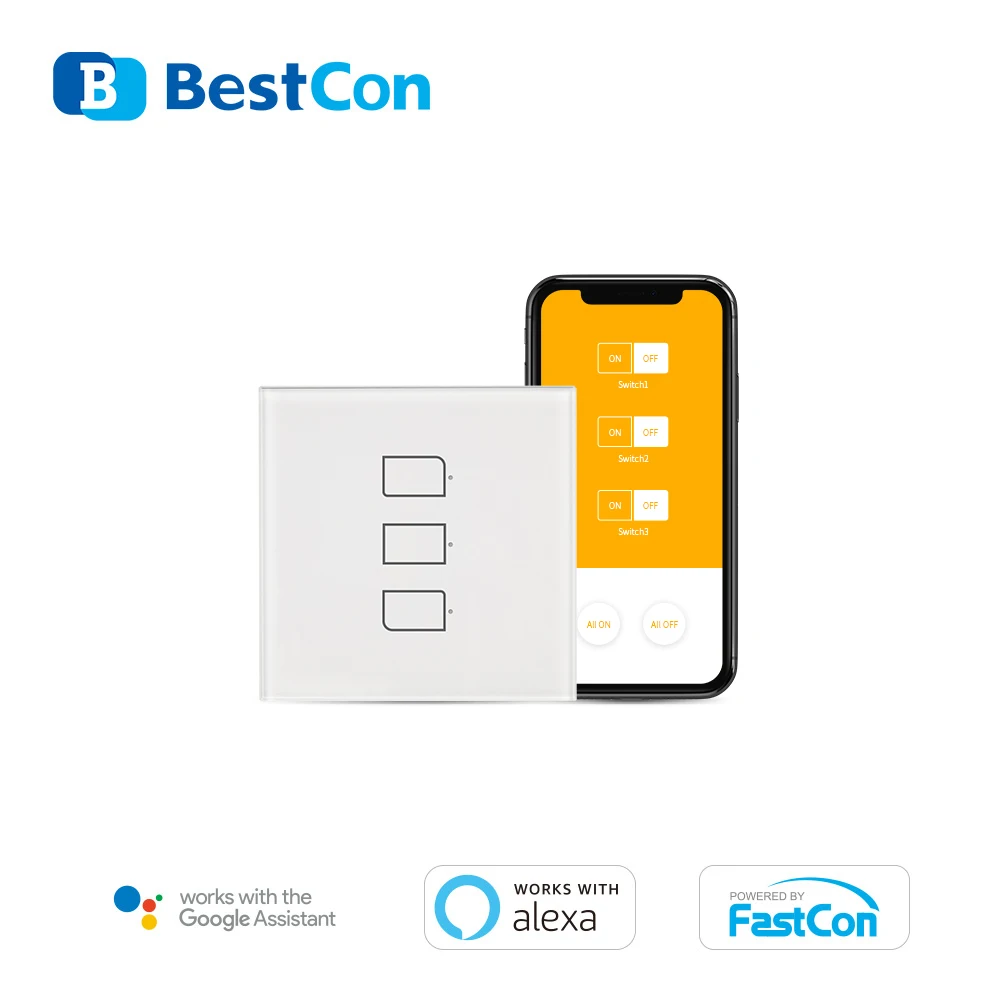 BroadLink Bestcon TC2S UK 3gang дистанционного Управление стабильный сигнал RF переключатель