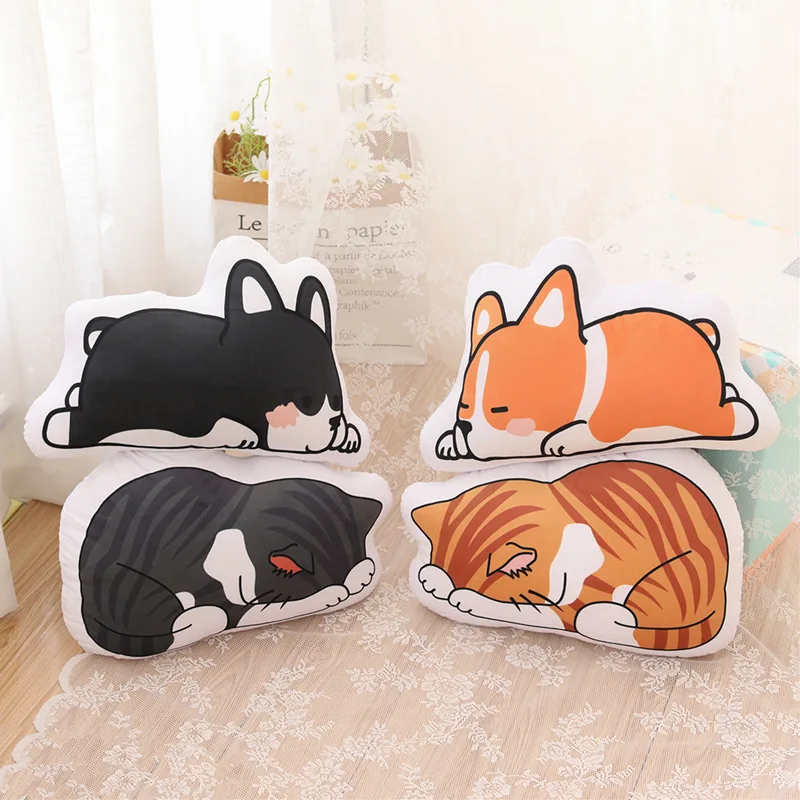 

Cute Cotton Plush Corgi Cat Pillow Stuffed Animals Dog Cat Throw Pillow Cushion Sofa Home Decor Kids Toys