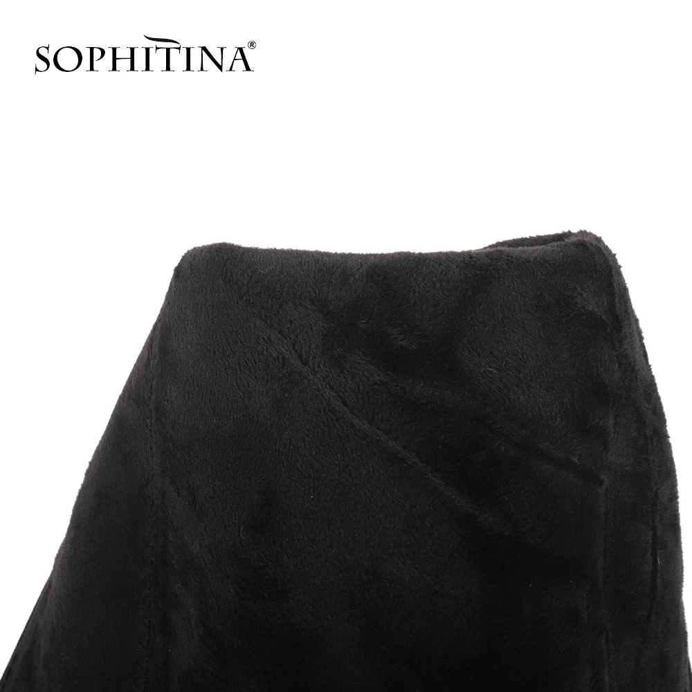 SOPHITINA/сапоги из коровьей кожи новый дизайн черные сапоги до колена на меху