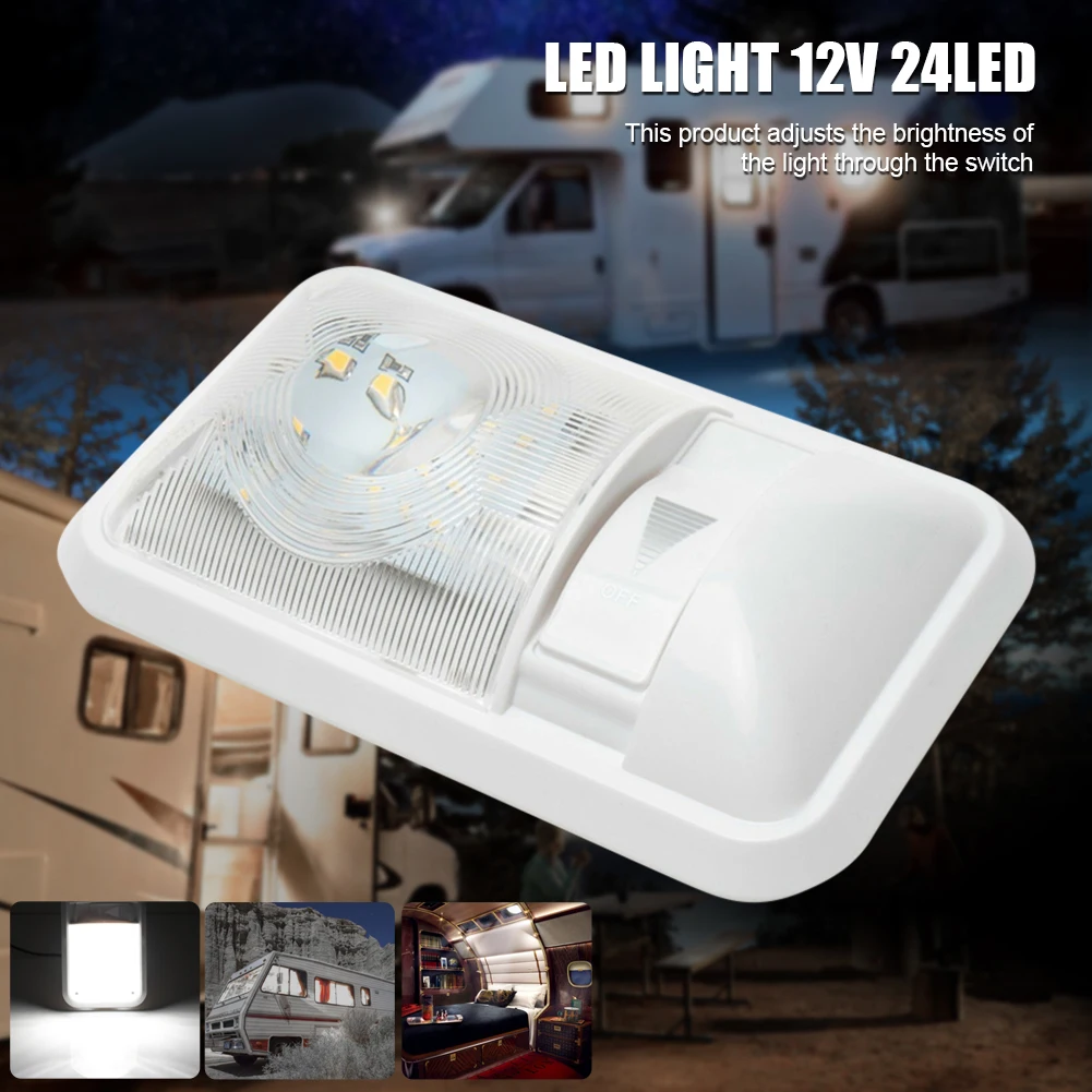 

24LED Dimmable Car Roof Light 12V DC Auto Ceiling Dome Light Interior Reading Light Atmosphere Night Light for Truck RV Trailer