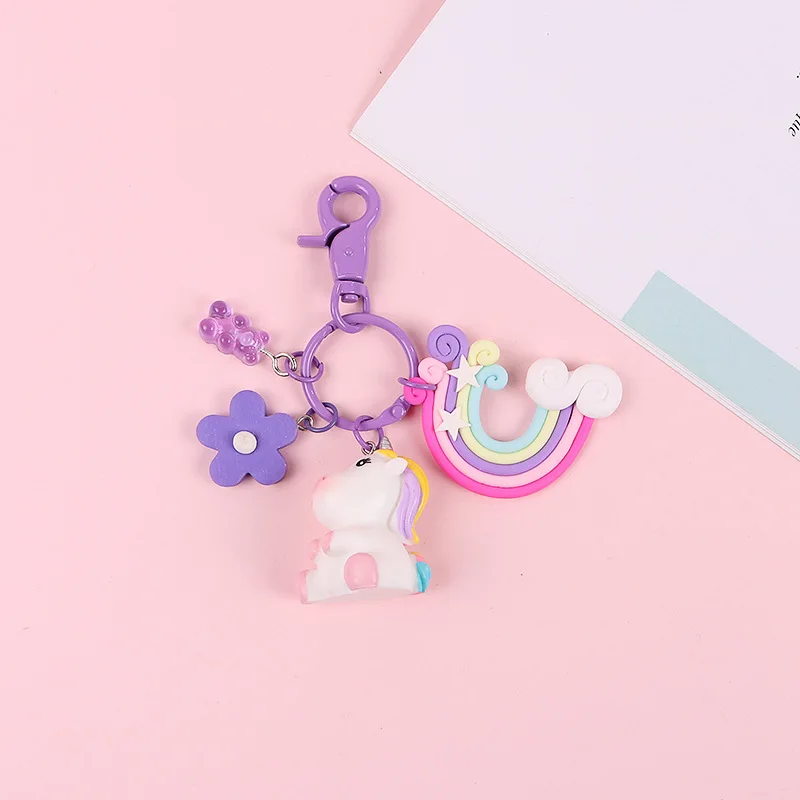 2019 New Cute Cartoon Colorful Unicorns Keychain Doll Key Ring Gift For Women Girls Bag Pendant Figure Charms | Украшения и