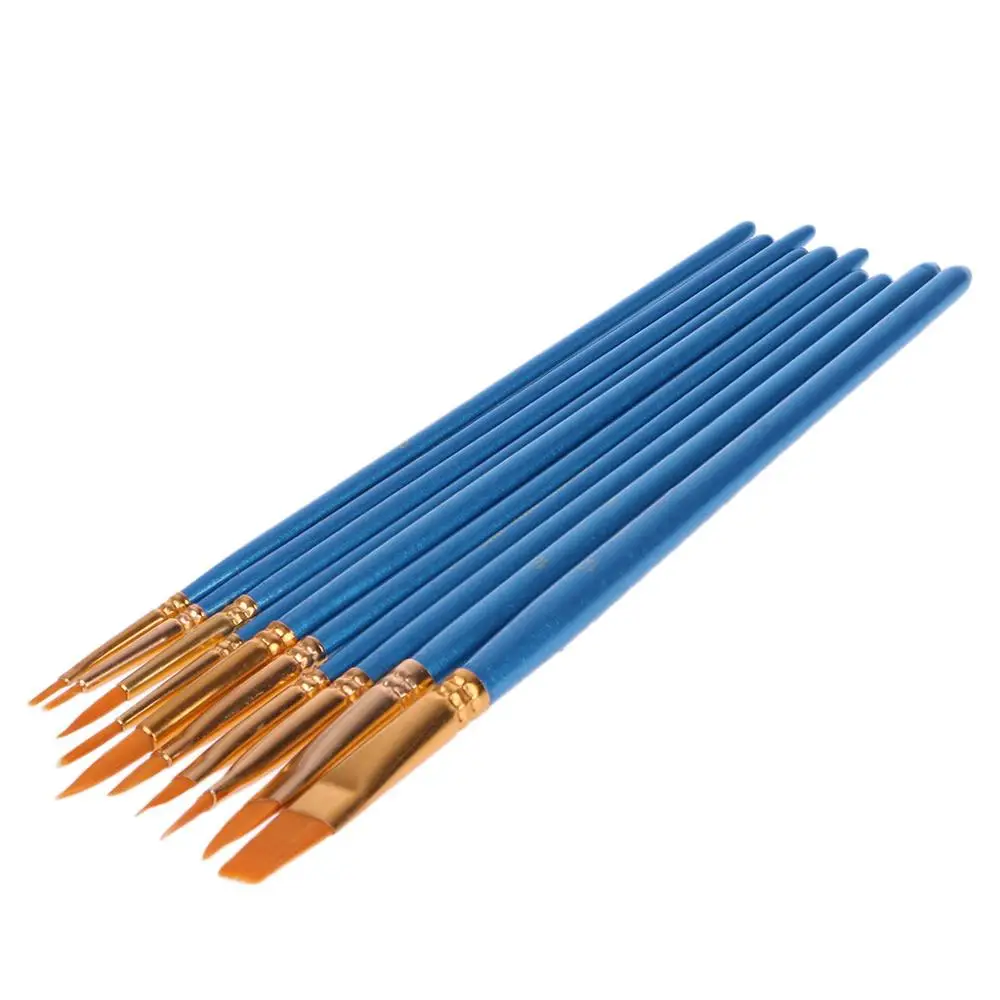 10 шт. Акварельная кисть для рисования нейлоновая ручка волос набор точечных