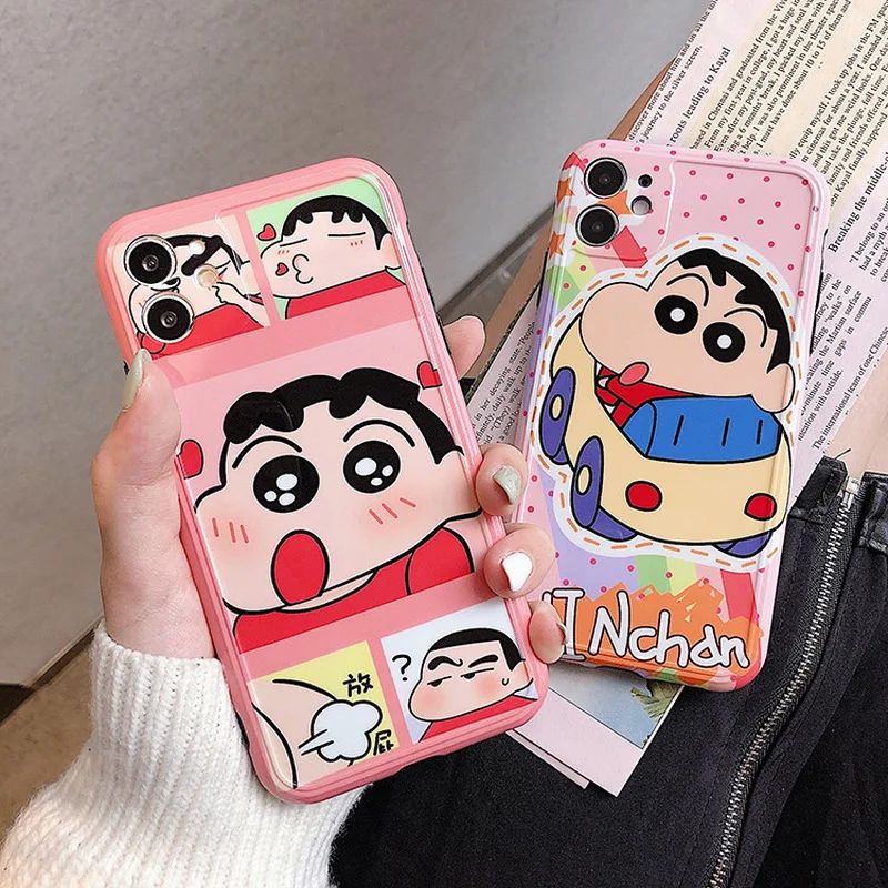 

Bandai Japenese Anime Kawaii Crayon Shin-chan Phone Case For iPhone 11 12 Pro Max 7 8 Plus X XR XS MAX Cute Cartoon Mobile Shell