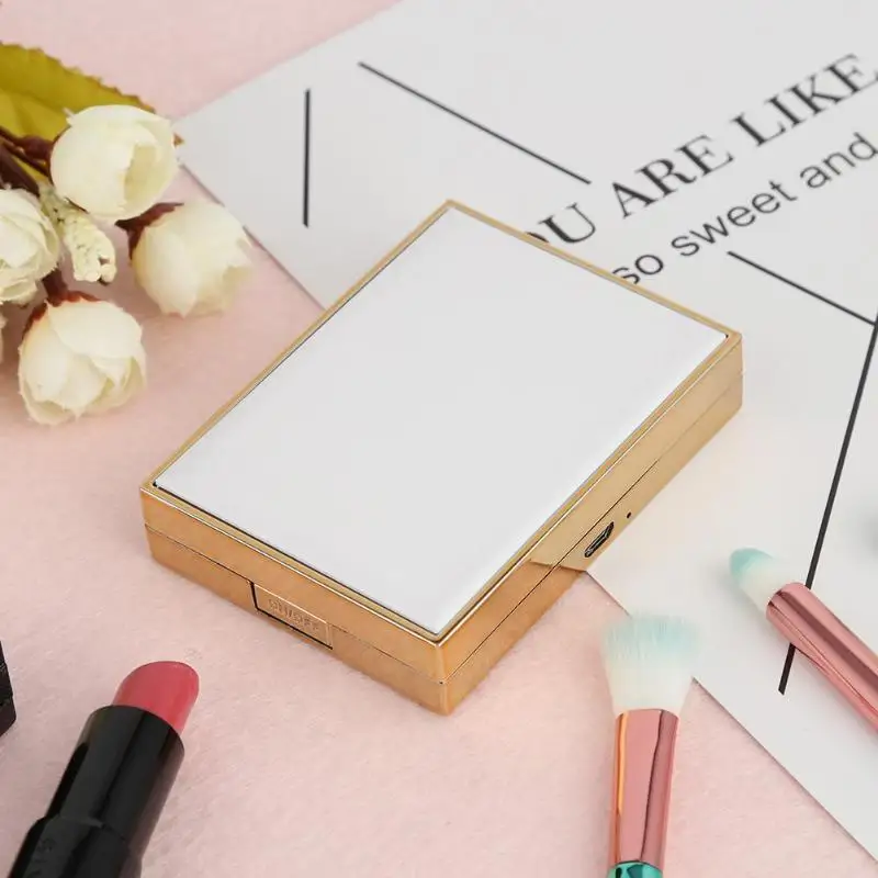 Makeup Mirror LED Pocket 2 colors available Long press Mirrors Magnifying Travel Cable-battery Vanity |