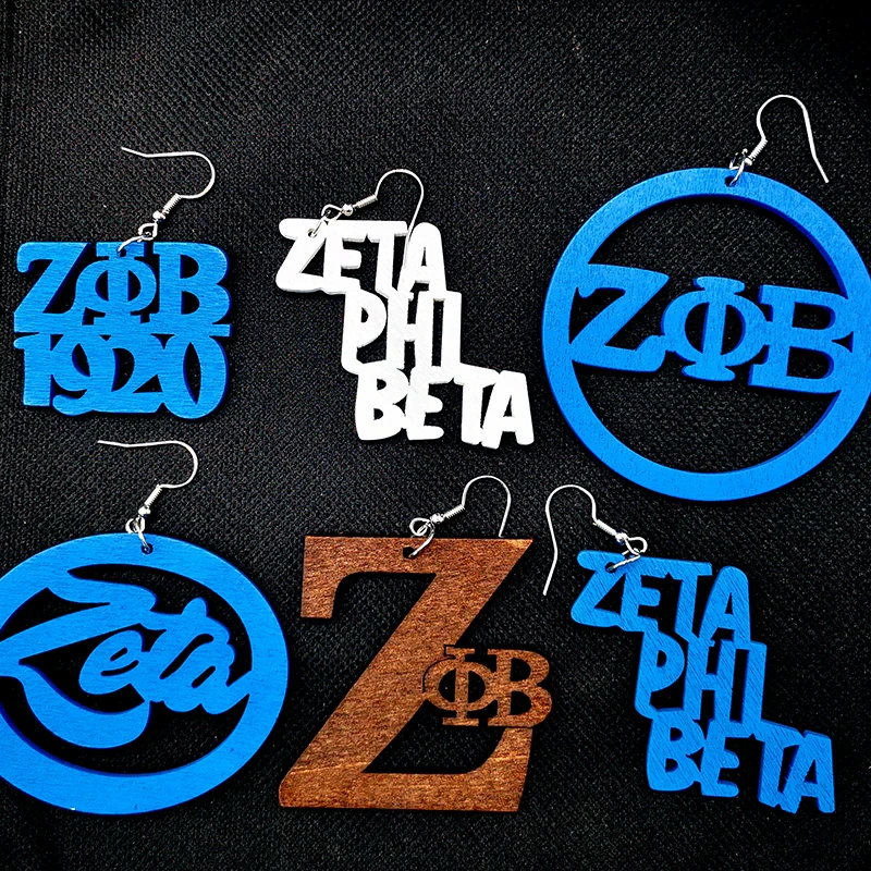 Бесплатная доставка! Новинка деревянные серьги Zeta Phi Beta 6 вариантов