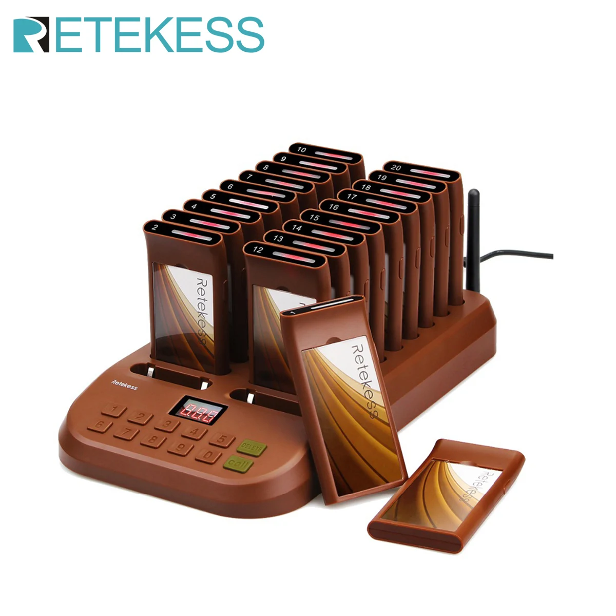 Ресторанный пейджер Retekess T116 с 20 пейджерами для ресторана церкви кафе магазина