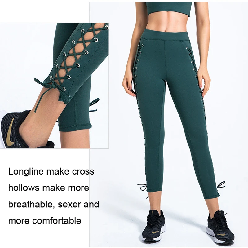 Женские леггинсы EC.MS для спортзала с регулируемыми перекрестными боковыми