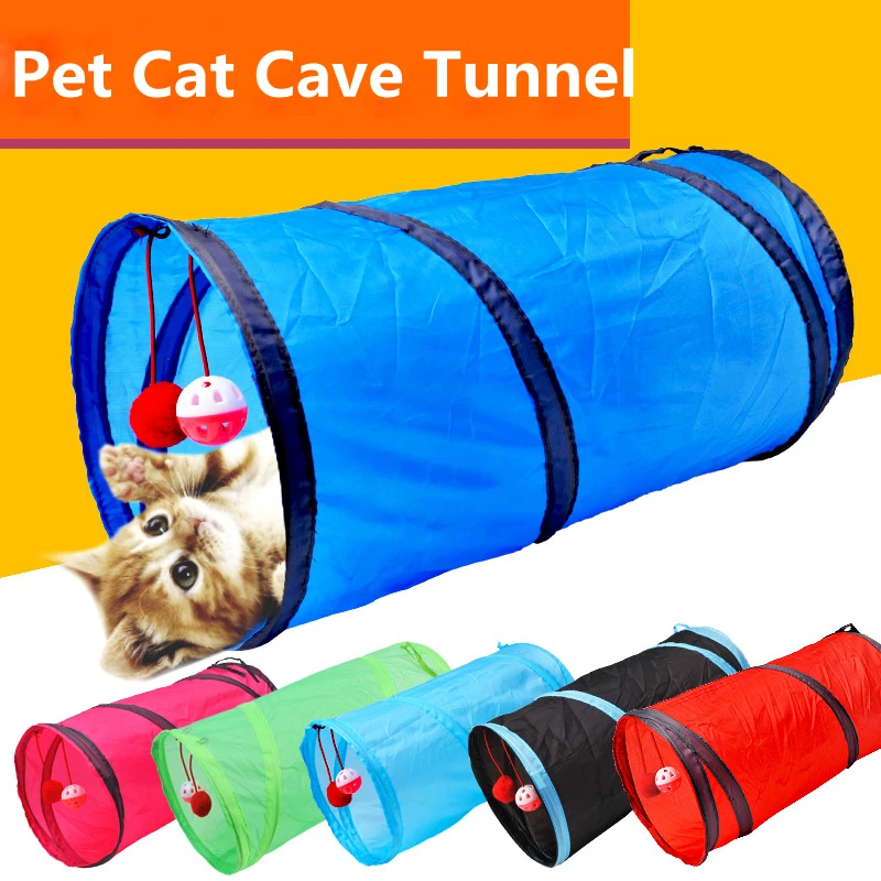 

Cat Tunnel Toy Funny Pet 2 Holes Play Tubes Balls Collapsible Crinkle Kitten Toys Puppy Ferrets Rabbit Play Dog Channel Tubes