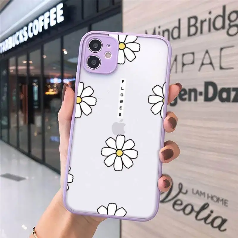 

Cute cartoon daisy flower Phone Case Matte For iPhone 12 Mini 11 Pro XR XS Max 7 8 Plus X Hard PC Back Cover