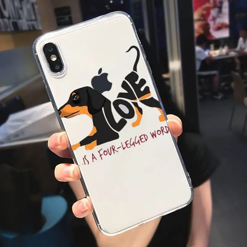 

cute cartooon Dachshund dog animal Phone Case Transparent for iPhone 6 7 8 11 12 s mini pro X XS XR MAX Plus