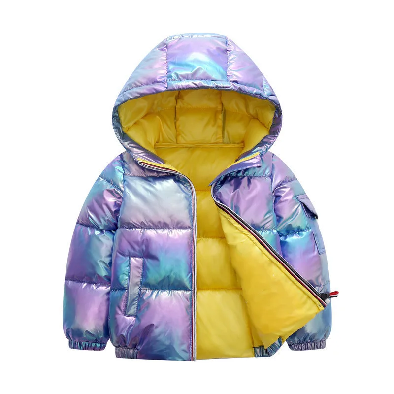 Одежда для маленьких мальчиков и девочек детская зимняя куртка однотонная