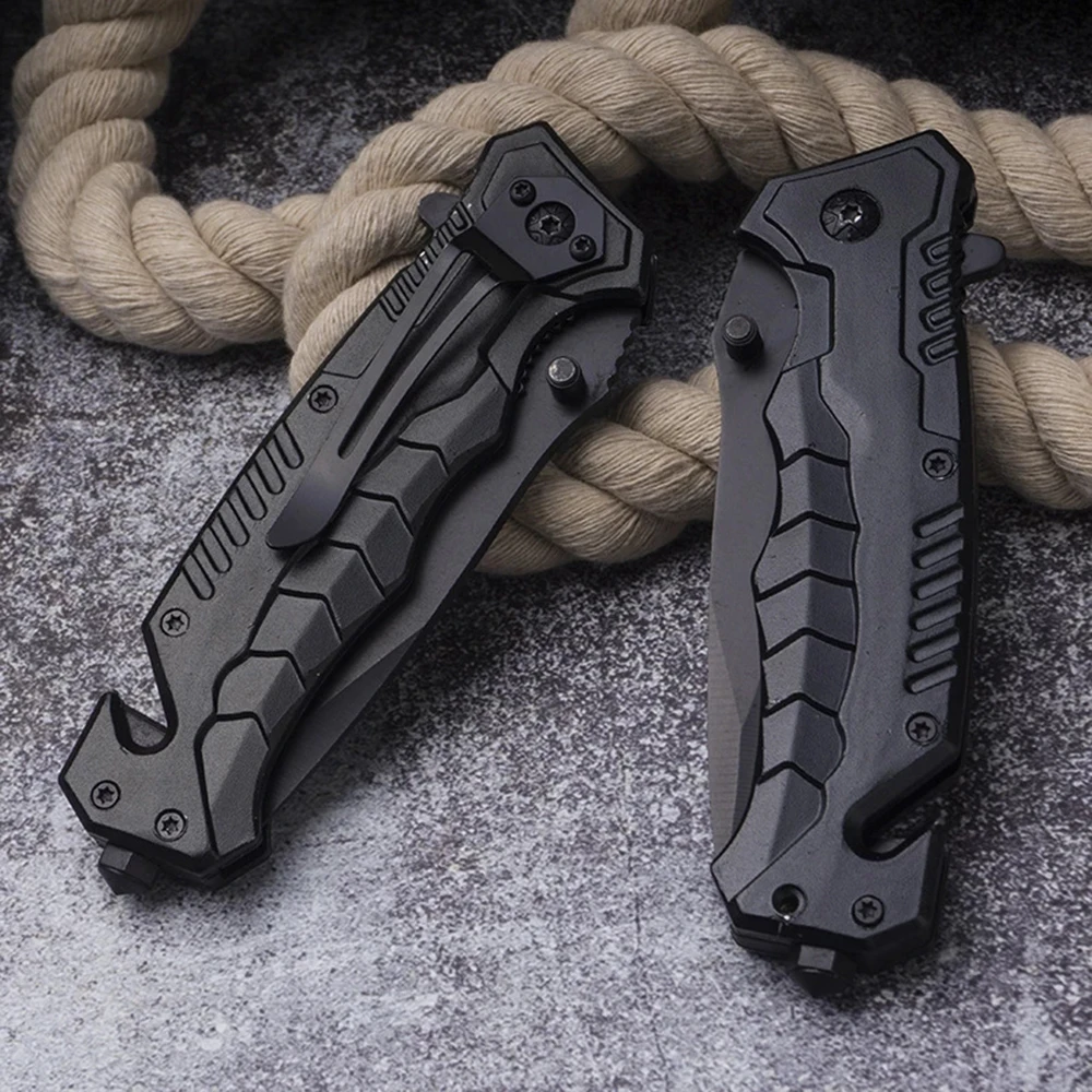 DuoClang самооборона черный карманный складной нож из нержавеющей стали для