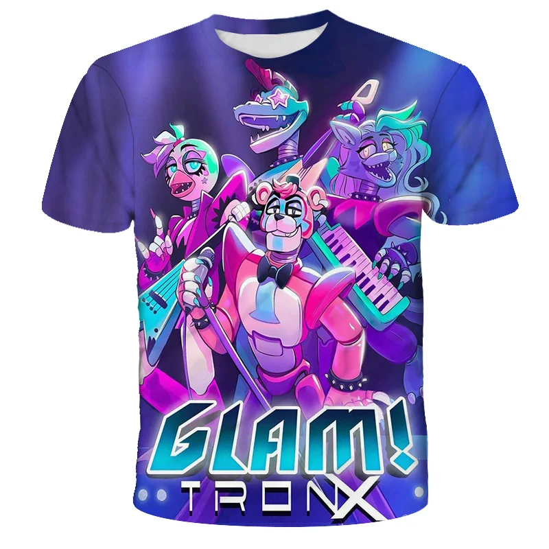 

2021 Summer 3D Children's T-shirt FNAF Fashion Slim Top O-neck Kids Short Shirt Baby Clothes T-shirt