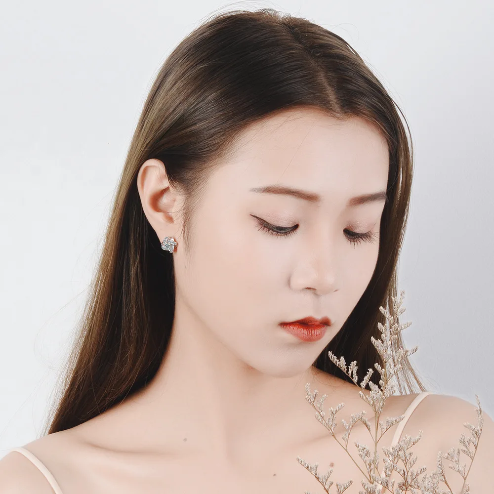 

Eternal Star Stud Earrings Women's Korean Style Fashion Temperament High-end Diamonds Flower ear jewelry