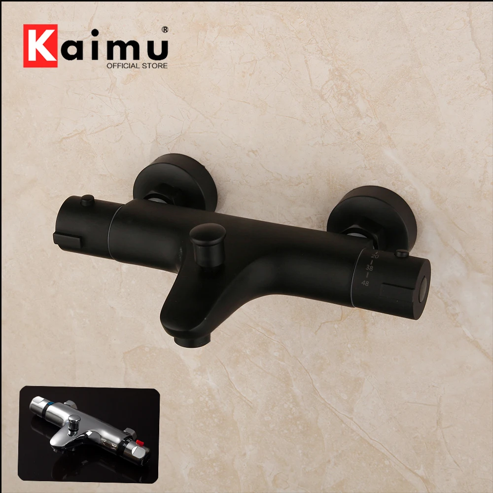 Смеситель для ванны KAIMU из латуни с хромированным покрытием и душем-лейкой. Комплект из нержавеющей стали.