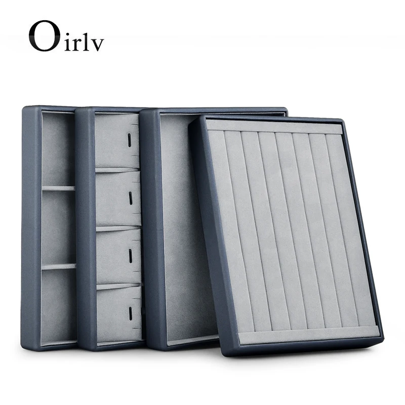 Oirlv PU Leather Necklace Bracelet Watch Tray Ring Earrings Jewelry Organizer Jewelry Tray Display Props Photo Shoots