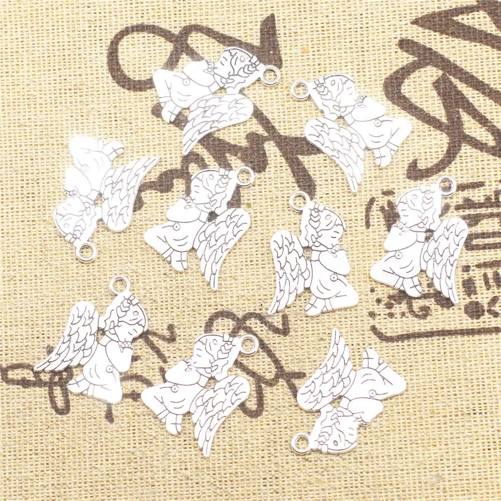 

Supplies For Jewelry 17x24mm Praying Angel Charms Antique Silver Color 10pcs