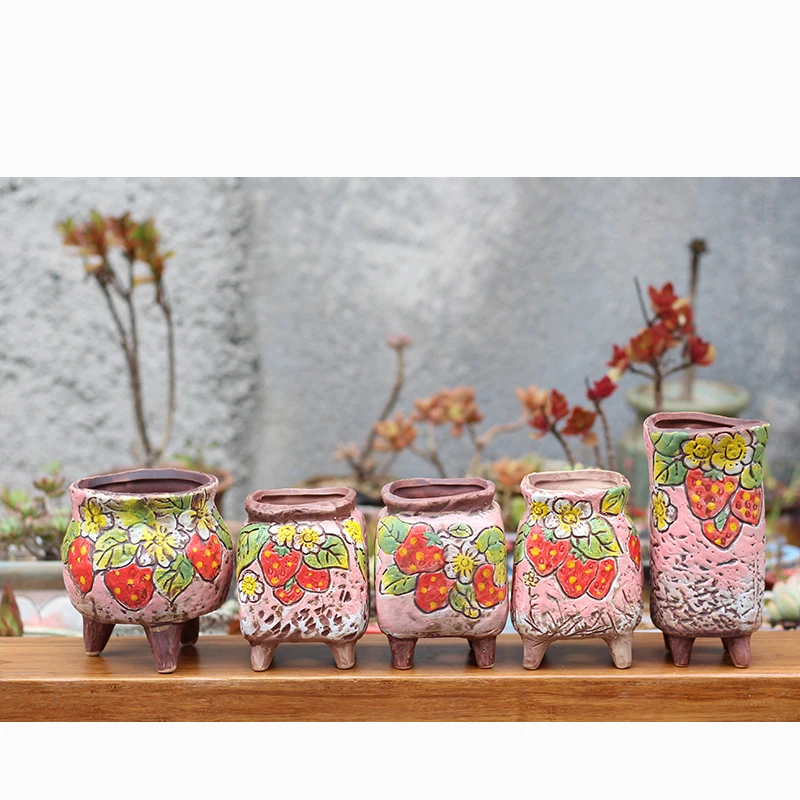 Корейский полипористый цветочный горшок для растений грубая керамика ручная