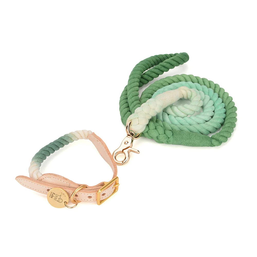 

PETPSILAB Handmade Personalized Cotton Leather Dog Collar and Leash Set, Cute For Pets Walking Running, Comfortable Multicolor