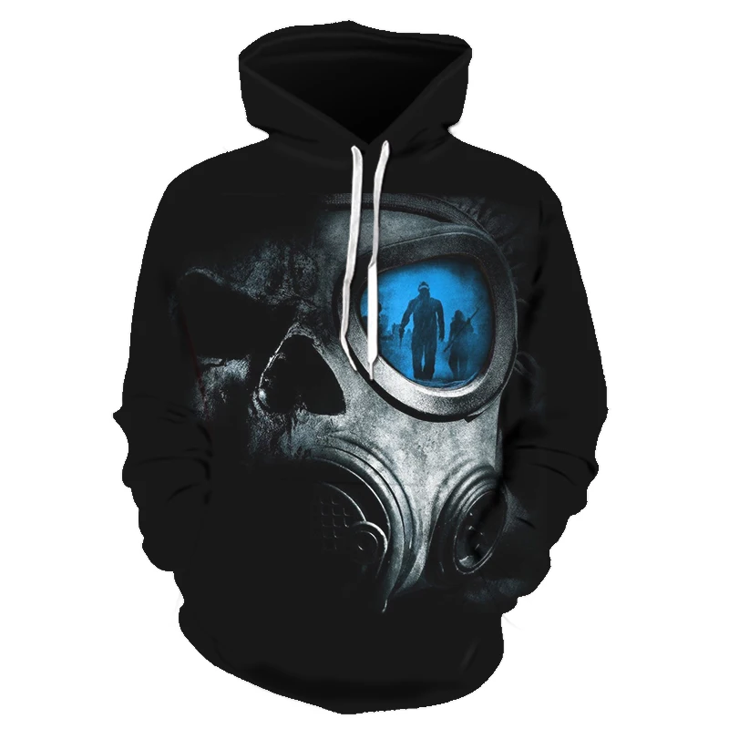 

Hot-selling Skull Hoodies 3D Printing Tops With Hoody Quick Drying Clothes Tracksuits Men's Sportswear Punk Shirt 2021 New