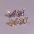 Модные серьги IPARAM с кристаллами в виде животных, бабочки, женские корейские милые серьги в форме бабочки с кристаллами, свадебные украшения для девочек, трендовые подарки