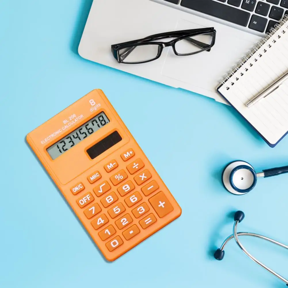 

Симпатичный долговечный портативный калькулятор для школьников, компактный портативный калькулятор с двумя источниками питания для насто...