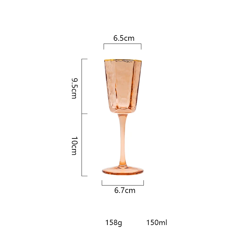wine glass 150ml Бокал для шампанского, вина, бокал, шестигранный Кубок для шампанского, бокалы, бокалы для виски, розовое золото, кухонные аксессуары, бокалы для напитков, креативные - Цвет: wine glass 150ml