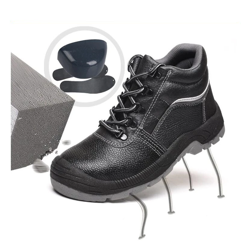 

Мужские кожаные рабочие ботинки со стальным носком, противоскользящие стальные непрокалываемые строительные классические мужские защитные ботинки унисекс
