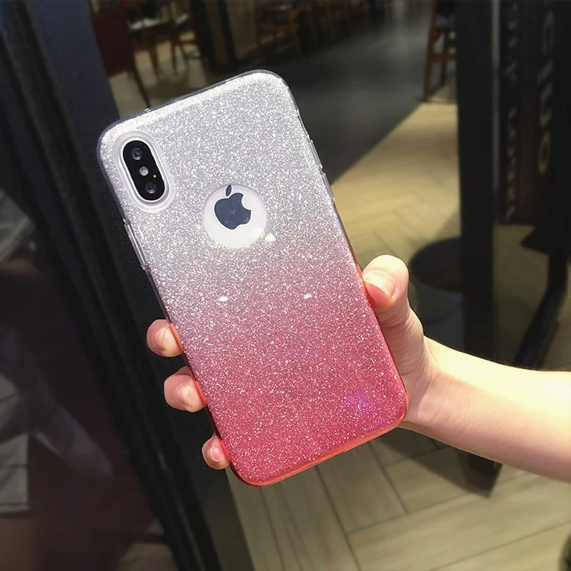 2 слойный ударопрочный чехол с блестками для iphone XR XS 11 Pro MAX X 6 7 6S 8 Plus 5 полный корпус