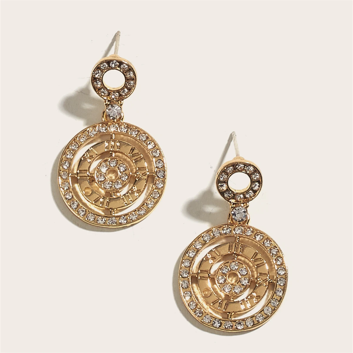

Trendy Needle French Disc Earrings Classic Roman Numeral Palace Style Stud Earrings pendientes piercing