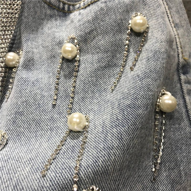 

2020 Summer Fashion Sexy Hole Denim Shorts Women Beading Mini Shorts Bodycon Party Club Shorts Female