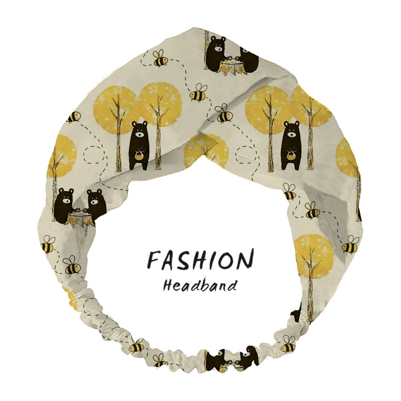 

2020 Bear Necessities Printed Hair Accessories Hair Bands Women Headband Cross Hair Band Bandanas Hairband Headwrap Scrunchies