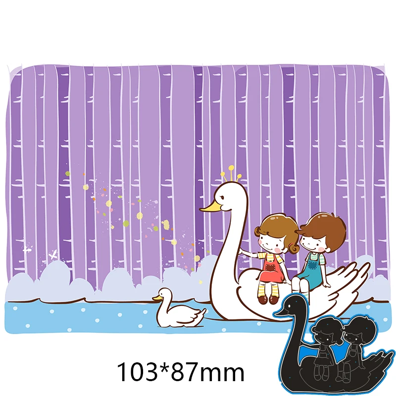 

New Metal Cutting Dies Goose Boy And Girl For Card DIY Scrapbooking stencil Paper Craft Album template Dies 103*87mm