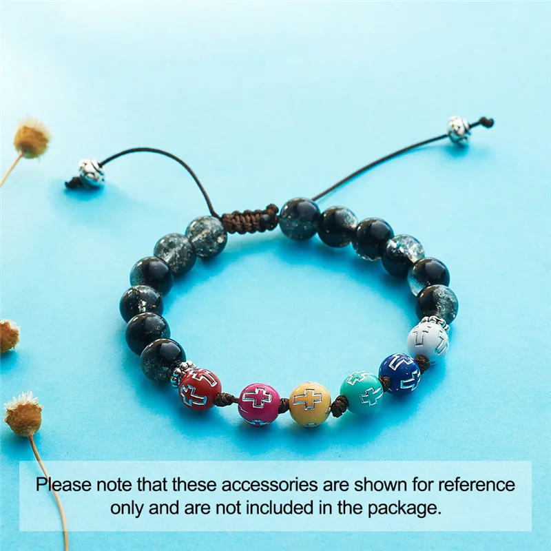 

300pcs/Box Plating Acrylic Round with Cross Beads 8mm for jewelry making accessories,Metal Enlaced, Mixed Color F50