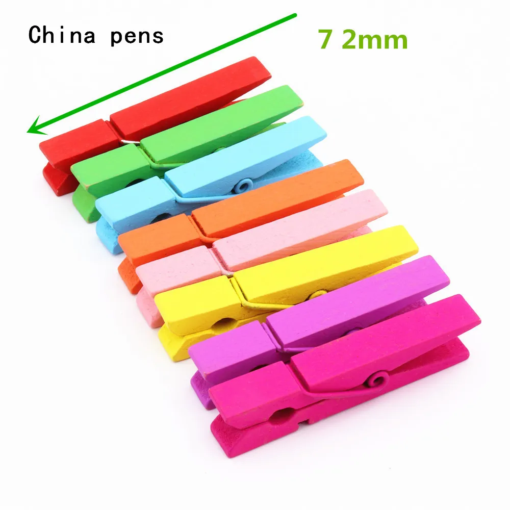 8pcs 72mm 25 мм, 35 мм, 45 мм, 60 мм, 72 мм, цветные деревянные колышки, зажимы для фото, прищепки, ремесло, декоративные зажимы, школьные офисные зажимы - Цвет: 8pcs 72mm