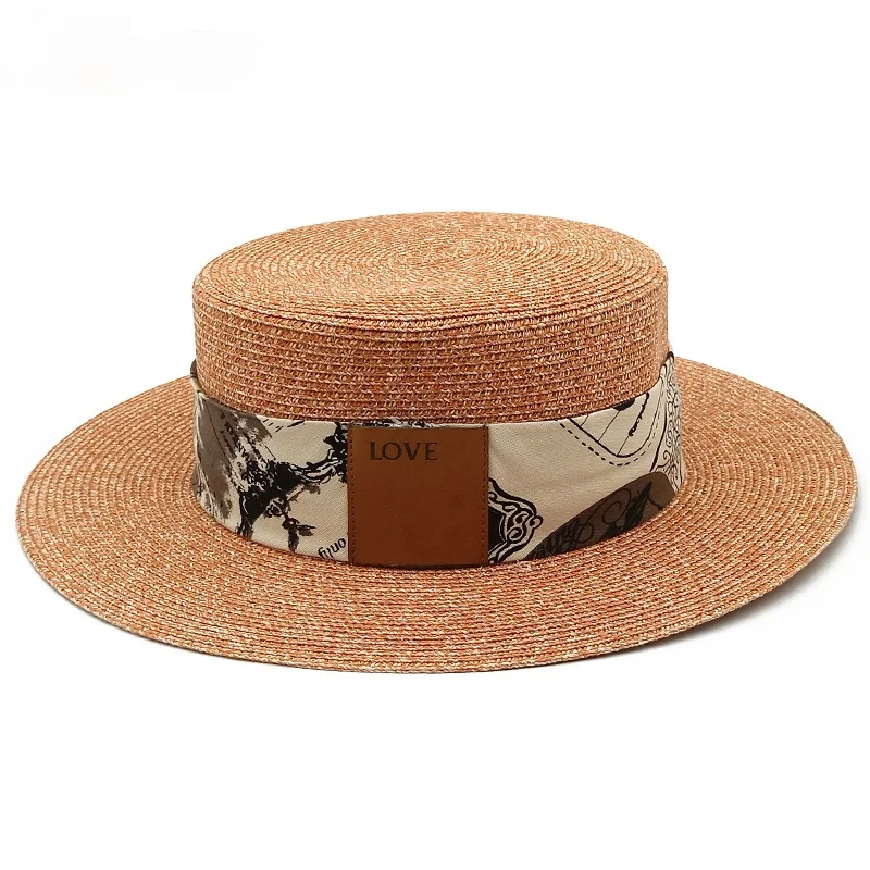 

Шляпа женская Соломенная с широкими полями, кожаная, с лентой