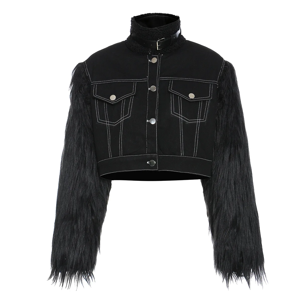 

TVVOVVIN Coat Faux Women Fur Patchwork Denim Coats Jackets Women Vintage Casual Short Jean Jackets 2020 Autumn Winter Coats 8JP