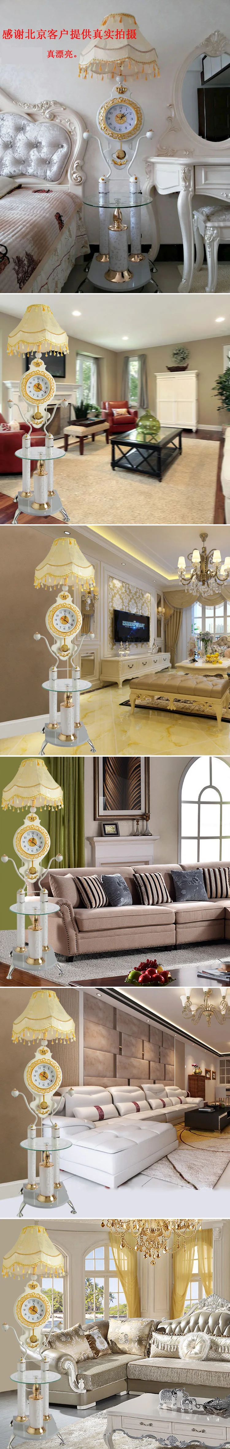 Simple modern floor lamp with coffee table creative study living room bedroom table lamp vertical lamp with clock sofa lamp