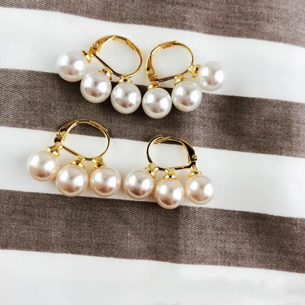 Новый дизайн европейские серьги клипсы с тремя жемчужинами Индивидуальные