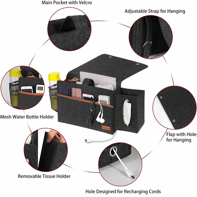 

New 3D Type Folding Storage Hanging Bag Felt Bedside Storage Bag Student Dormitory Solid Multifunction Bedside Bedroom