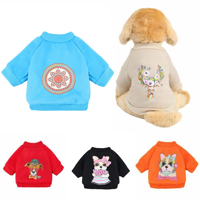 

Printed Pet Hoodie Warm Dog Clothes Cartoon Dog Costume Casual Pet Clothing Winter Dog Sweater Clothing For Cats Pet Suppies
