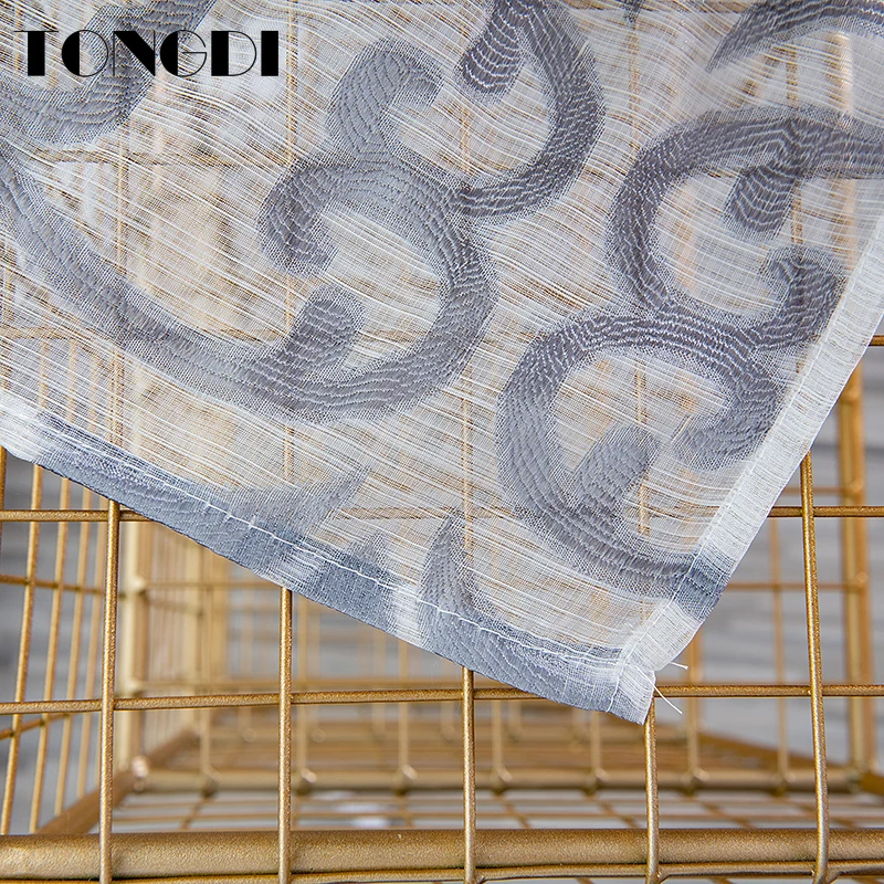 Белая Тюлевая занавеска TONGDI с принтом европейские Элегантные прозрачные