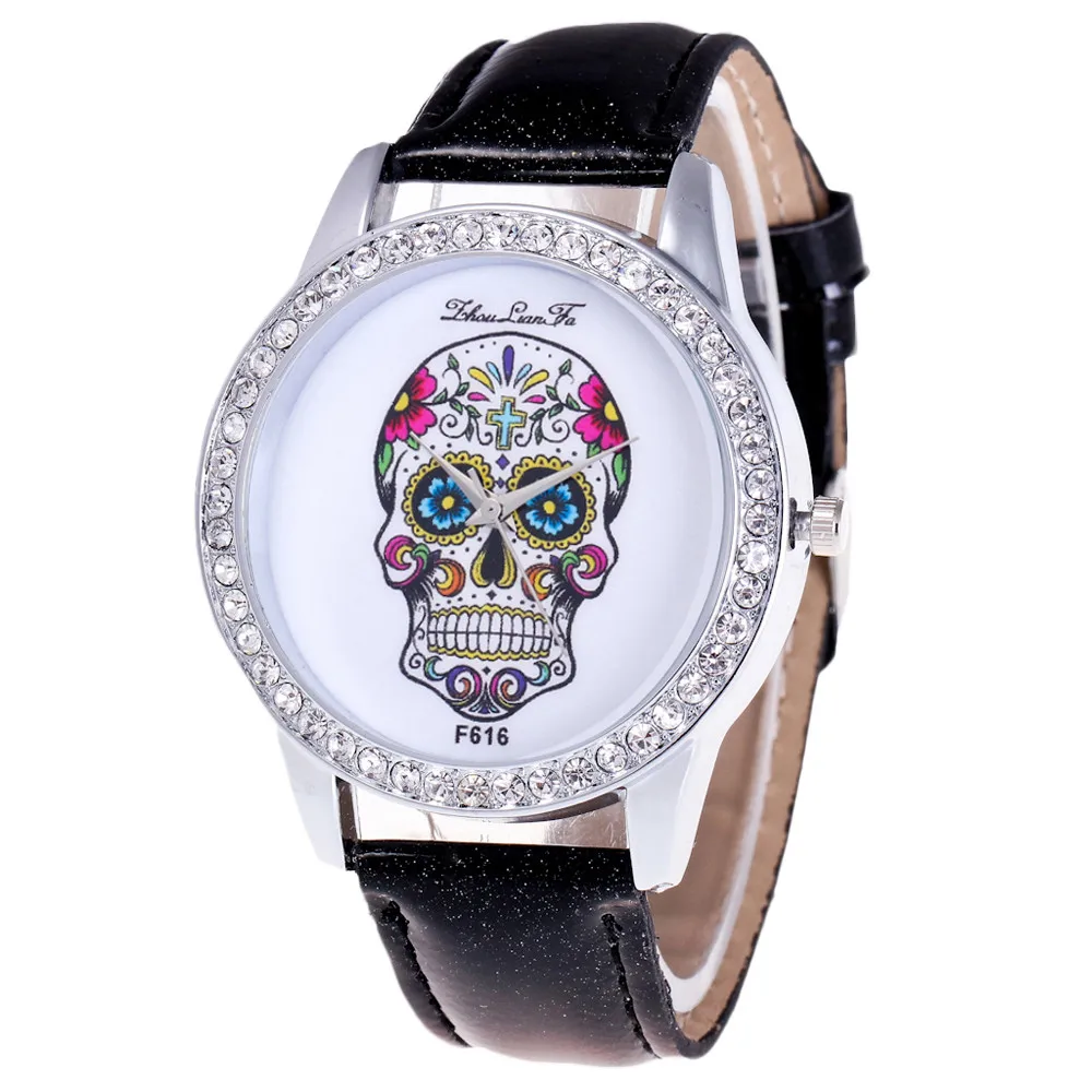 Мужские часы люксовый бренд унисекс циферблат алмаз кожа аналог на запястье