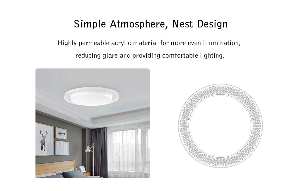 Yeelight YLXD48YI 34 Вт 560x100 мм 2000lm Интеллектуальный светодиодный потолочный светильник 560 приложение пульт дистанционного управления с регулируемой яркостью AC100-240V