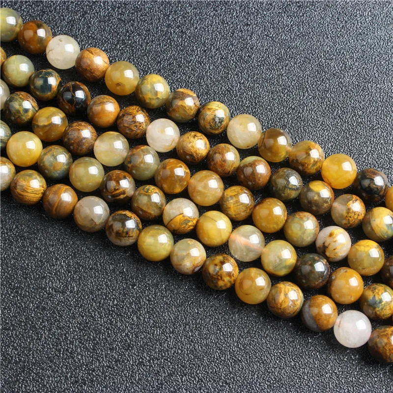 

Natural stone round bead yellow birdstone loose bead 6 / 8 / 10 / 12mm suitable for jewelry making DIY Bracelet Necklace